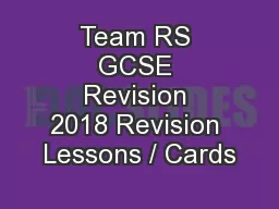 Team RS GCSE Revision 2018 Revision Lessons / Cards