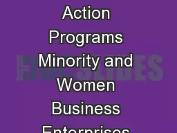 Division of Affirmative Action Programs Minority and Women Business Enterprises (MWBE)