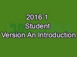 2016 1 Student Version An Introduction
