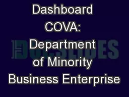 SWaM/SDV Dashboard COVA: Department of Minority Business Enterprise