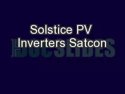 Solstice PV Inverters Satcon