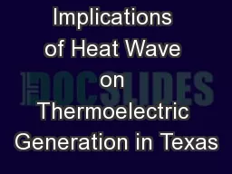 Implications of Heat Wave on Thermoelectric Generation in Texas