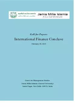 Call for Papers International Finance Conclave Februar