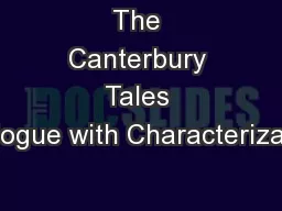 The Canterbury Tales Prologue with Characterization