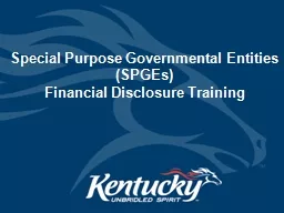 Special Purpose Governmental Entities
