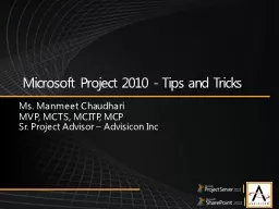 Microsoft Project 2010 - Tips and Tricks