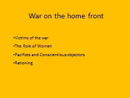 War on the home front Victims of the war