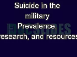 Suicide in the military Prevalence, research, and resources