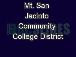 Mt. San Jacinto Community College District