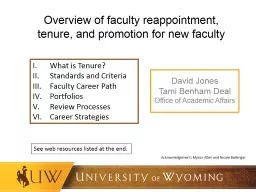 Overview of faculty reappointment, tenure, and promotion for new faculty