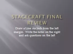 Stagecraft Final Review Draw a Line An Inch from the left margin.  Write the notes on