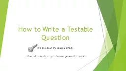 How to Write a Testable Question
