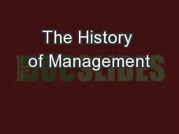 The History of Management