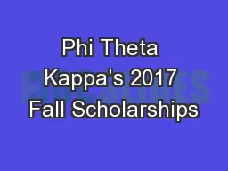 Phi Theta Kappa’s 2017 Fall Scholarships