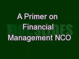 A Primer on  Financial Management NCO
