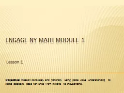 Engage NY Math Module 1 Objective:
