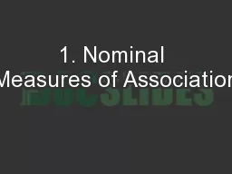 1. Nominal Measures of Association