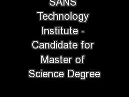 SANS Technology Institute - Candidate for Master of Science Degree