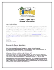 FAMILY CAMP  General Information Dear Family Camper Th