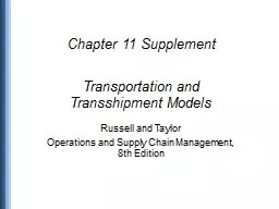 Transportation and Transshipment Models
