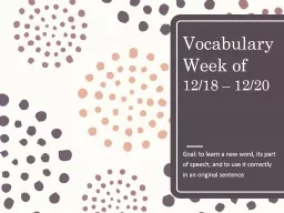 Vocabulary Week  of  12/18 – 12/20