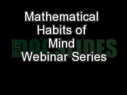 Mathematical Habits of Mind Webinar Series