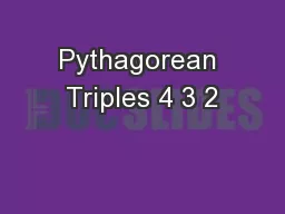 Pythagorean Triples 4 3 2