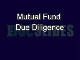 Mutual Fund Due Diligence
