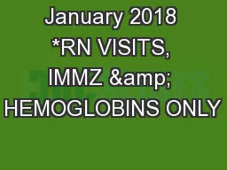 January 2018 *RN VISITS, IMMZ & HEMOGLOBINS ONLY