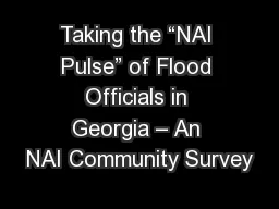 Taking the “NAI Pulse” of Flood Officials in Georgia – An NAI Community Survey