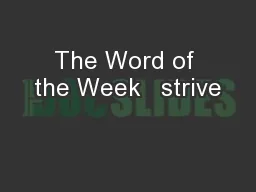 The Word of the Week   strive
