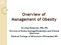 Overview of Management of Obesity