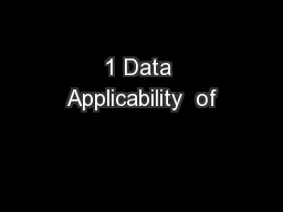 1 Data Applicability  of