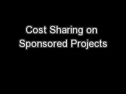 Cost Sharing on Sponsored Projects