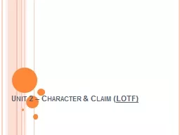 Unit 2 – Character & Claim (