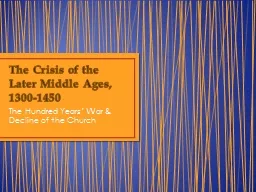 The Crisis of the Later Middle Ages, 1300-1450