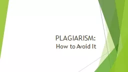 PLAGIARISM: How to Avoid It