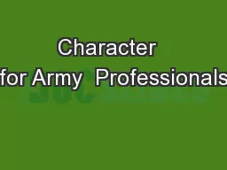 Character  for Army  Professionals