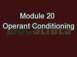 Module 20 Operant Conditioning