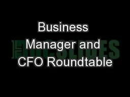 Business Manager and CFO Roundtable