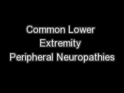 Common Lower Extremity Peripheral Neuropathies