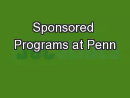 Sponsored Programs at Penn