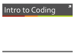 Intro to Coding What is Coding?