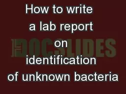 How to write  a lab report on identification of unknown bacteria