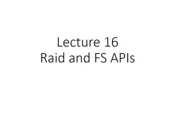 Lecture 17 FS APIs and  vsfs