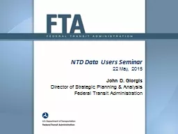 NTD Data Users Seminar 22 May, 2015