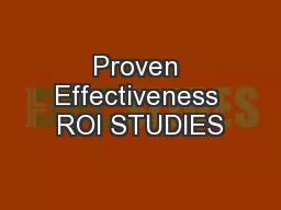 Proven Effectiveness ROI STUDIES