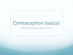 Contraception basics! What School Teachers Need to Know