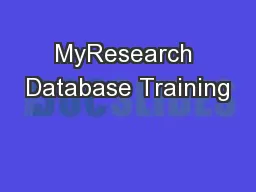MyResearch Database Training