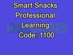 Smart Snacks Professional Learning Code: 1100